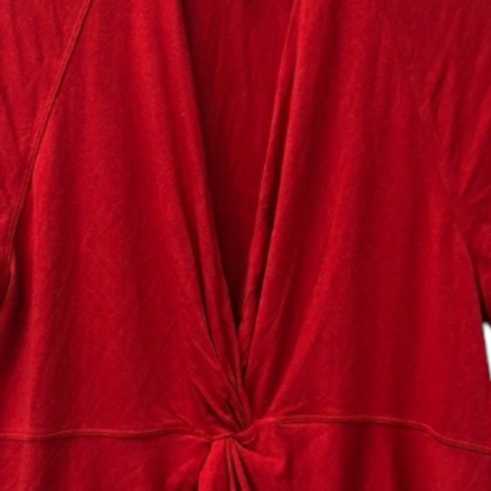 Free People Red Choker Neckline Deep V Opening Knotted Bodice Top size S - Picture 5 of 8